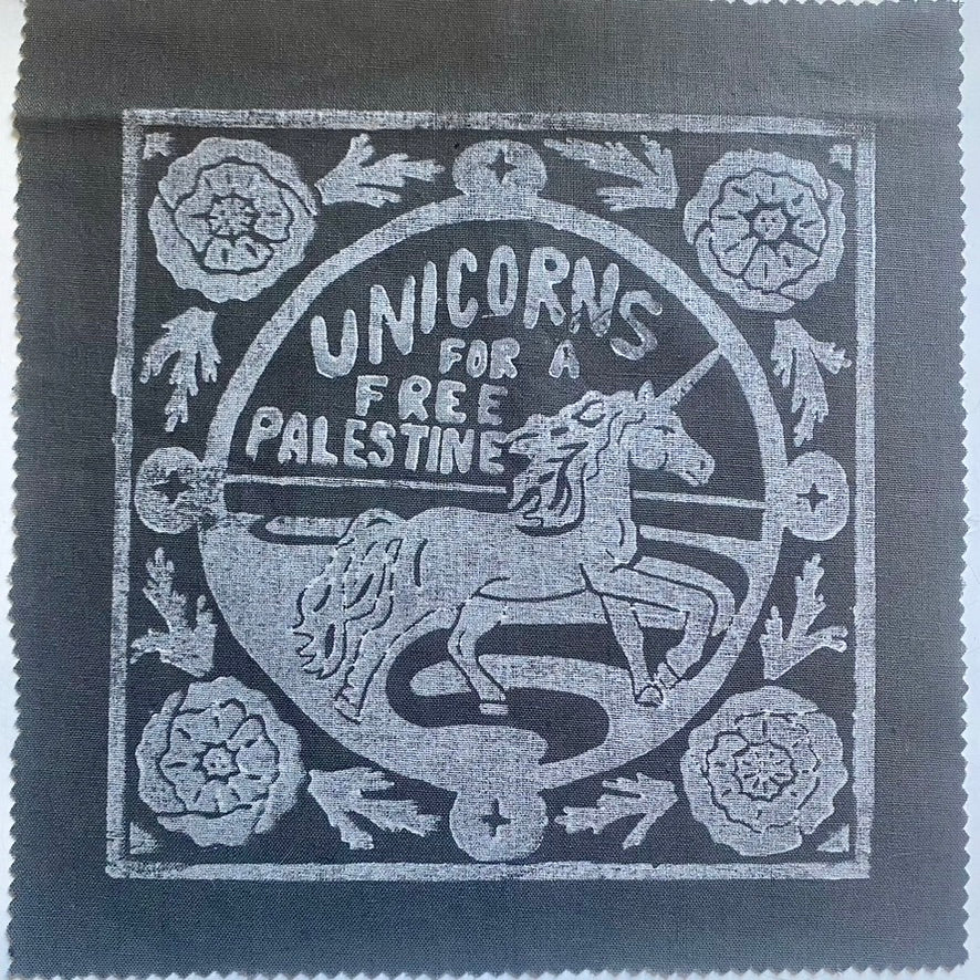 Unicorns for a Free Palestine Block-Printed Patch