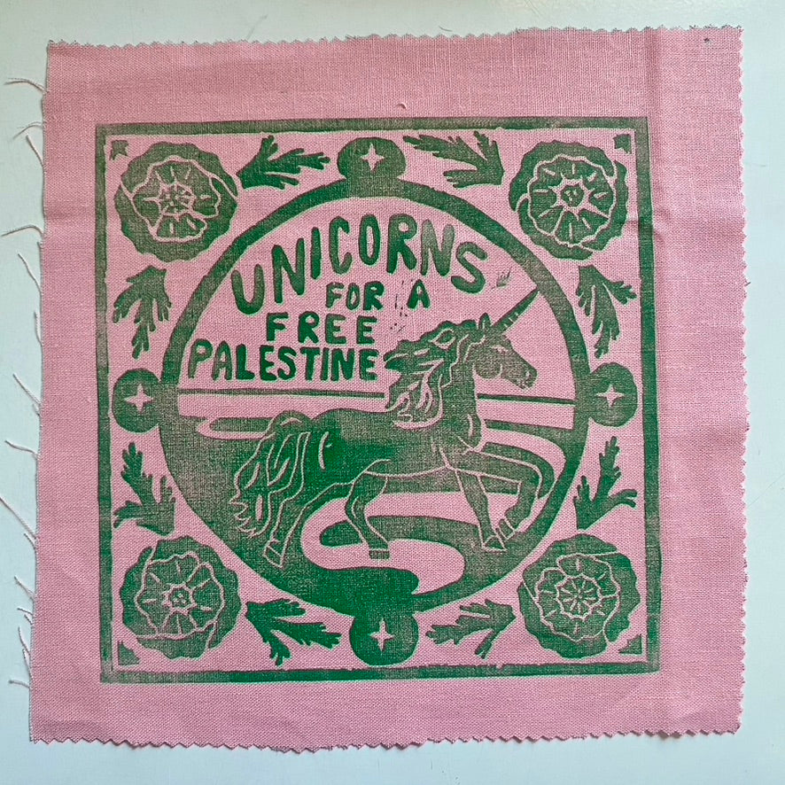 Unicorns for a Free Palestine Block-Printed Patch